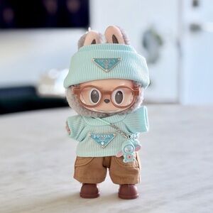 Luxury blue/khaki Labubu outfit